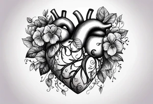 Heart made with violets tattoo idea