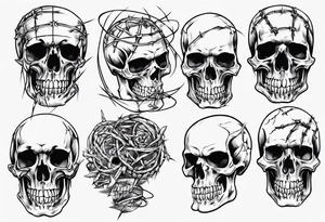 Barbed wired around skull tattoo idea