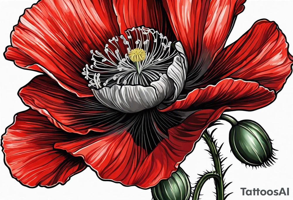 Red poppy flower for bicep tattoo tattoo idea