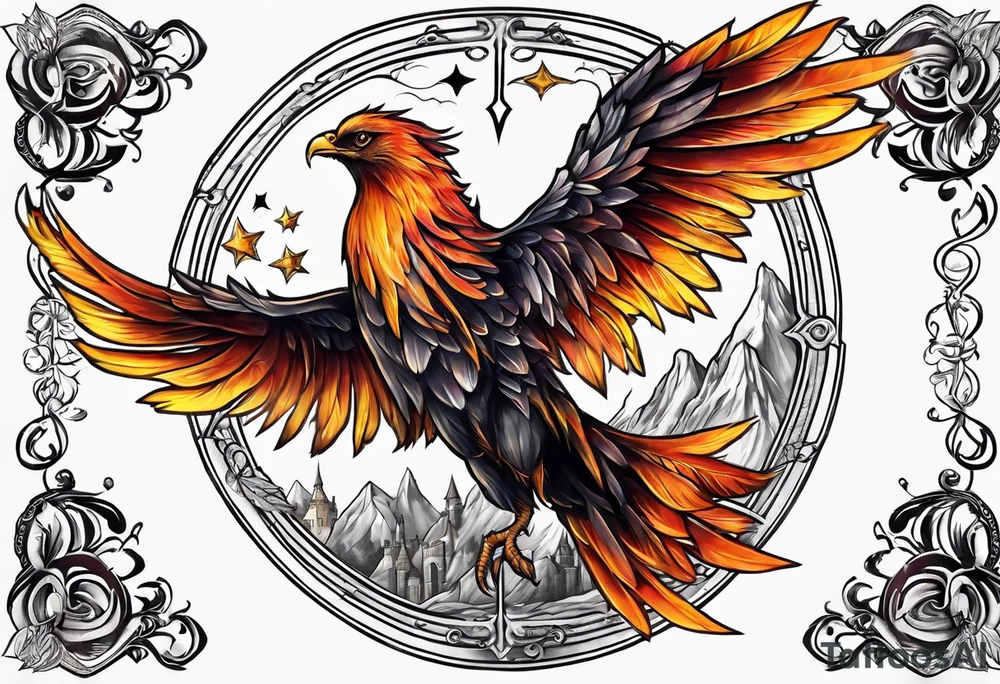 HARRY POTTER PHEONIX WORLD BASED SLEEVE tattoo idea