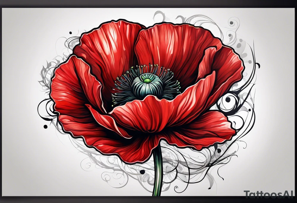 Red poppy flower tattoo idea