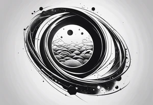 a geometric representation of a black hole tattoo idea