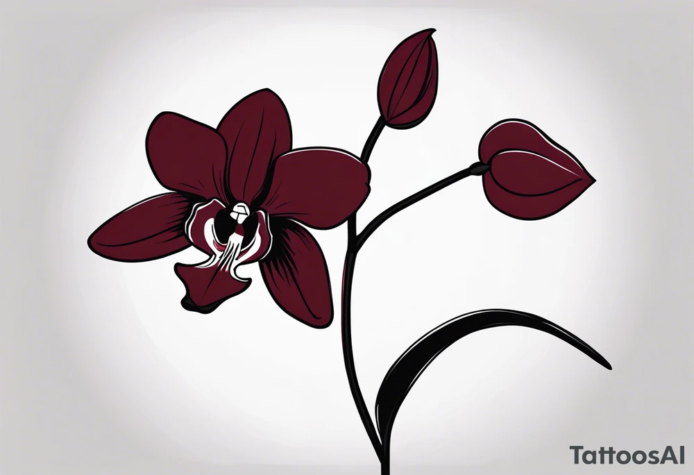 Dark maroon orchid long stem that spells out ryan tattoo idea