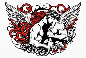 Angel and  Devil fighting back tattoo design tattoo idea