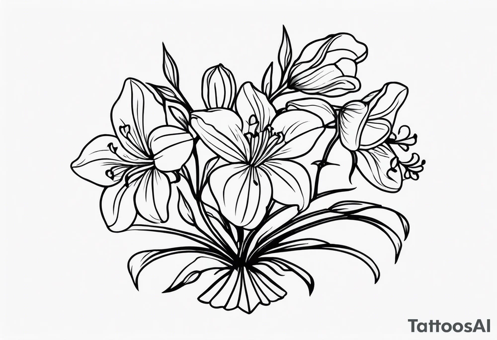 bluebells drooping in black and white traditional style tattoo idea