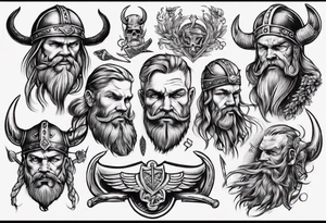 A bunch of vikings surrounding a classic vintage cadilac tattoo idea