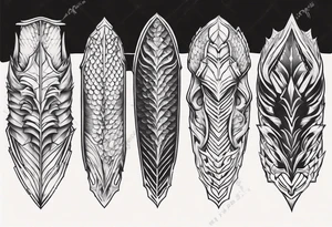 Dragonscale Leg armor symmetrical tattoo idea