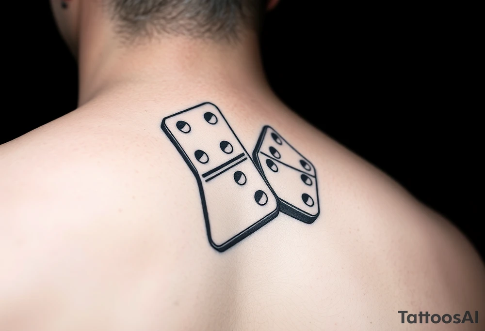 Three realistic domino tiles falling onto each other , showing the pips numbers 8, 7, and 6. tattoo idea