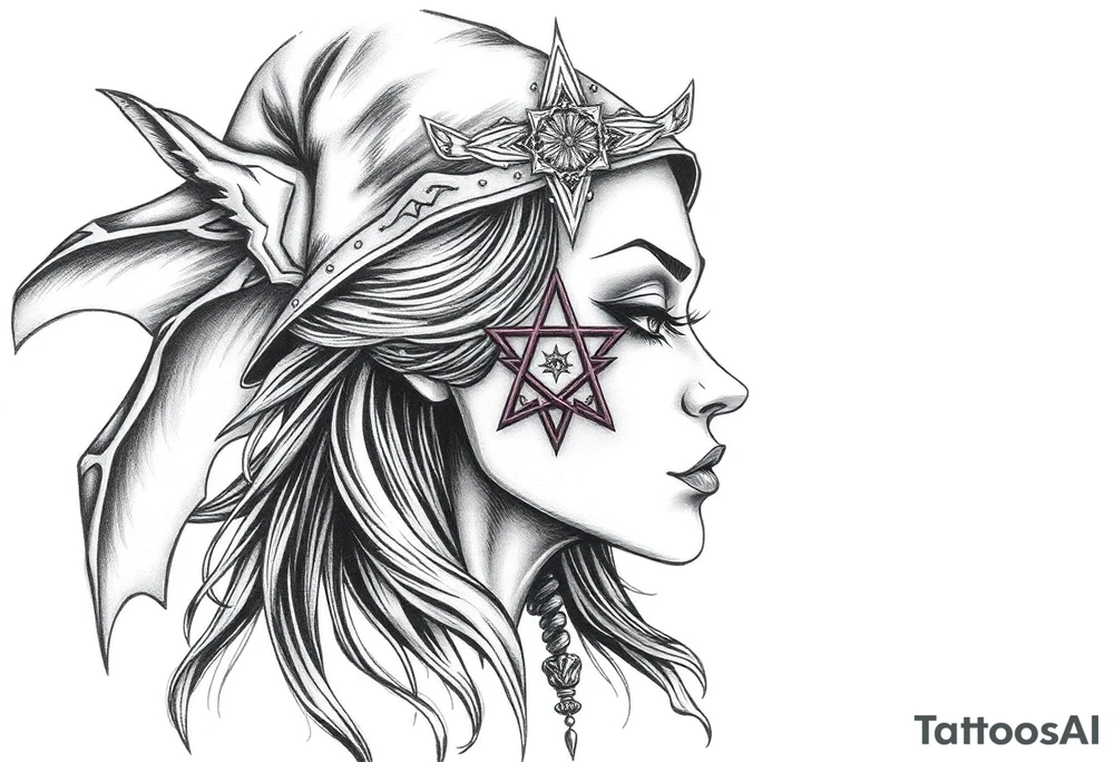 witch symbolism, mystical tattoo idea