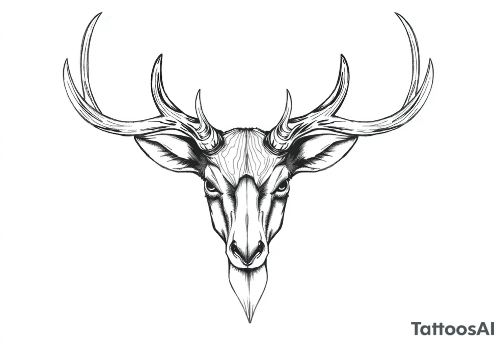 a rain deer horn with wood pattern on it tattoo idea