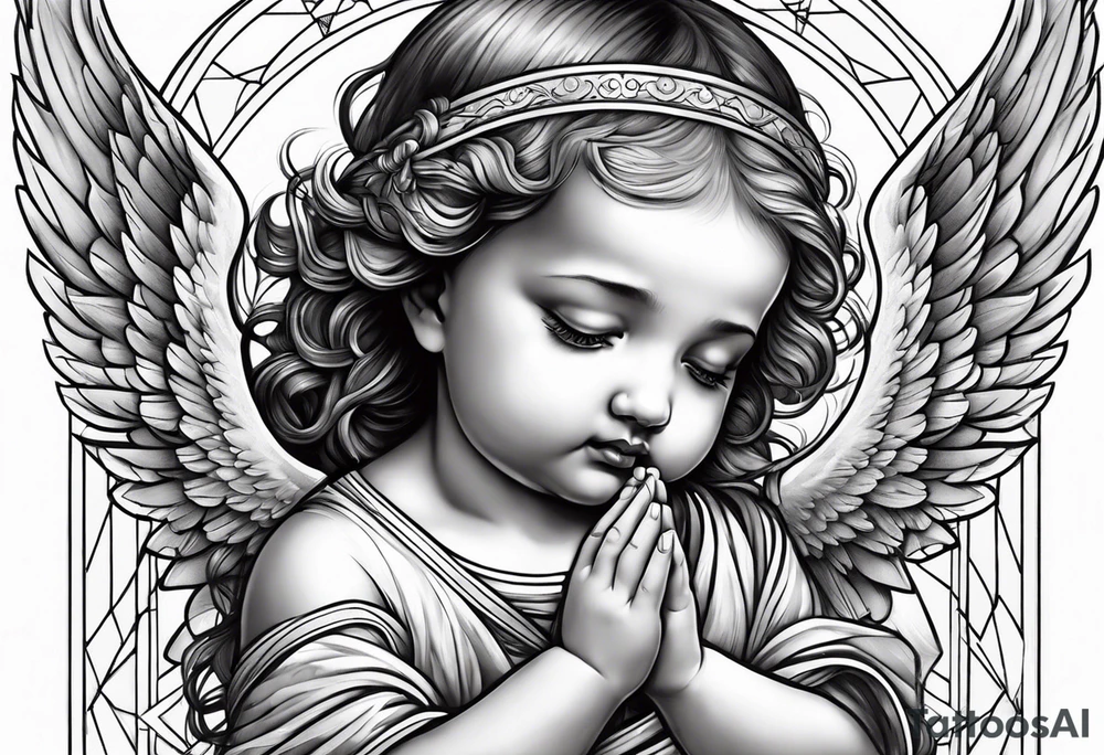 baby angels, praying, wings tattoo idea