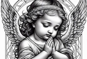 baby angels, praying, wings tattoo idea