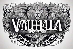 Valhalla  dragon  lion chains tattoo idea