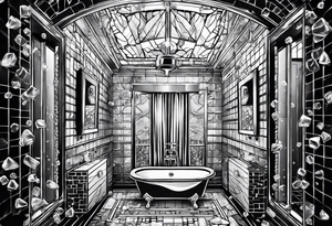 a bathroom shower that rains ice cubes tattoo idea