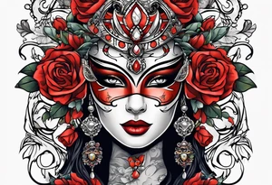 masked woman tattoo idea