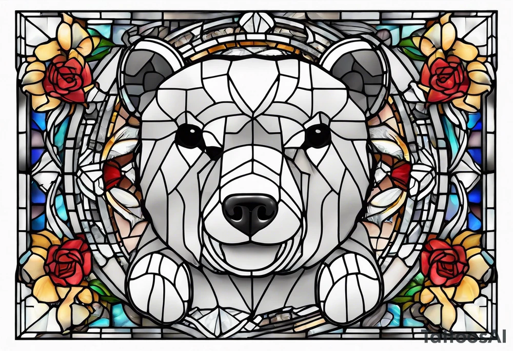 Teddy bear stained glass tattoo idea