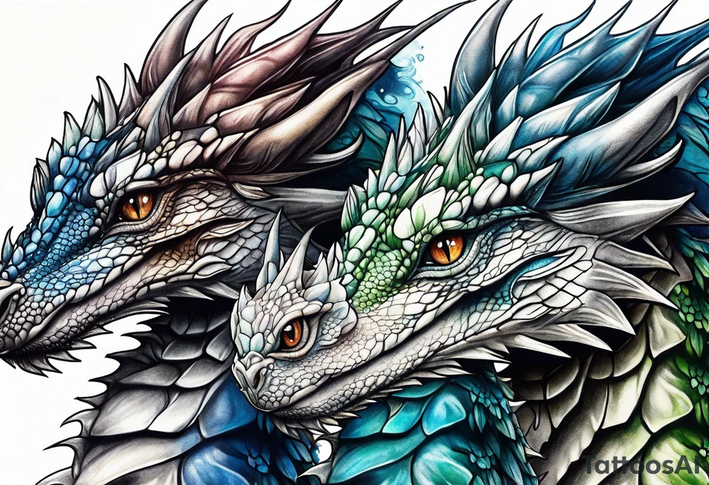 Two baby dragons and a mother dragon tattoo idea