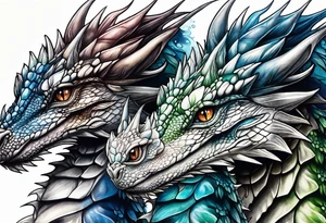 Two baby dragons and a mother dragon tattoo idea