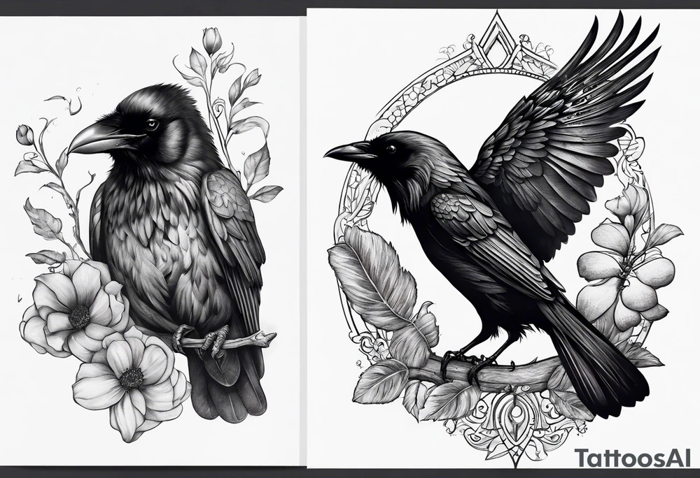 A Raven and a Butterlfy, same size tattoo idea