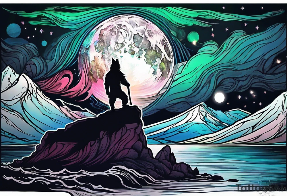 Northern lights with pennywise tattoo idea
