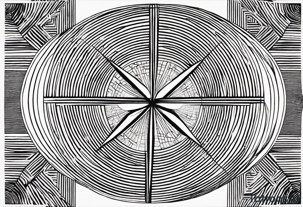 A circle.  Inside the circle a square with the 4 points touching the circle.  In the square have lines from the four corners and lines from side to side    All symmetrical.   The center of the square
An eye tattoo idea