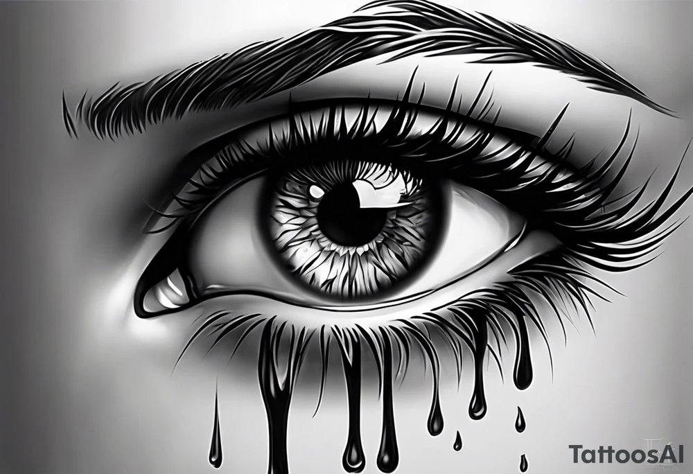 Realistic eye crying tears of tragedy death and betrayal tattoo idea