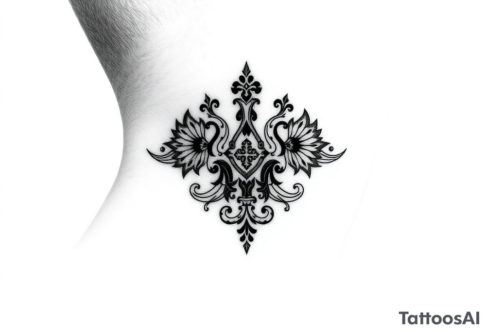 Traditional Russian orthodox design on the side of neck tattoo idea