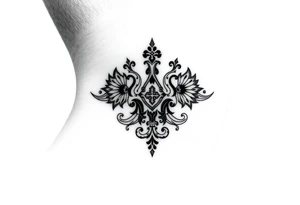 Traditional Russian orthodox design on the side of neck tattoo idea