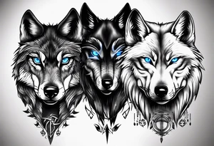 Dark wolf with blue eyes tattoo idea