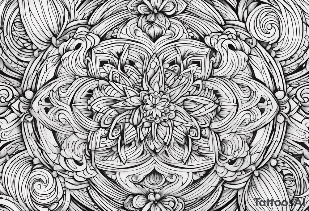 Swirls and whirls from fingers to elbows tattoo idea