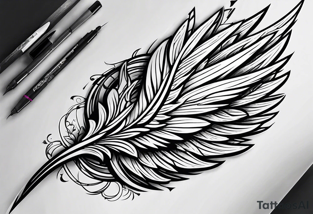 Angel wing tattoo for  leg tattoo idea