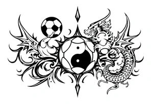 soccer, music, dragon and Yin Yang tattoo idea