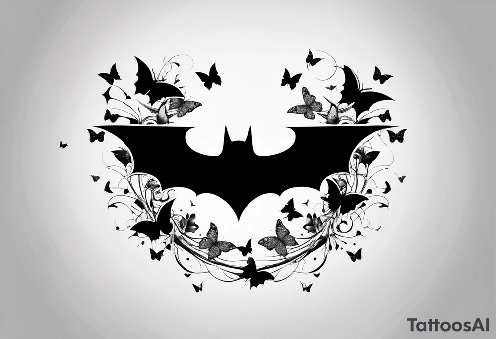 Small Batman symbol with butterflies all around it for a forearm tattoo tattoo idea