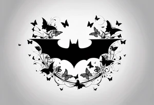 Small Batman symbol with butterflies all around it for a forearm tattoo tattoo idea