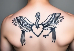 deux corbeau l épée de damoclès un crane et un coeur tattoo idea