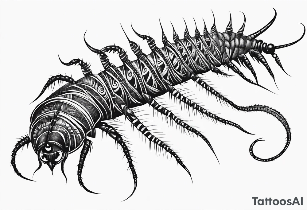 Long legs tribal centipede tattoo idea