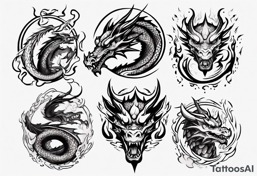 Dragon Surrounded in Fire tattoo idea