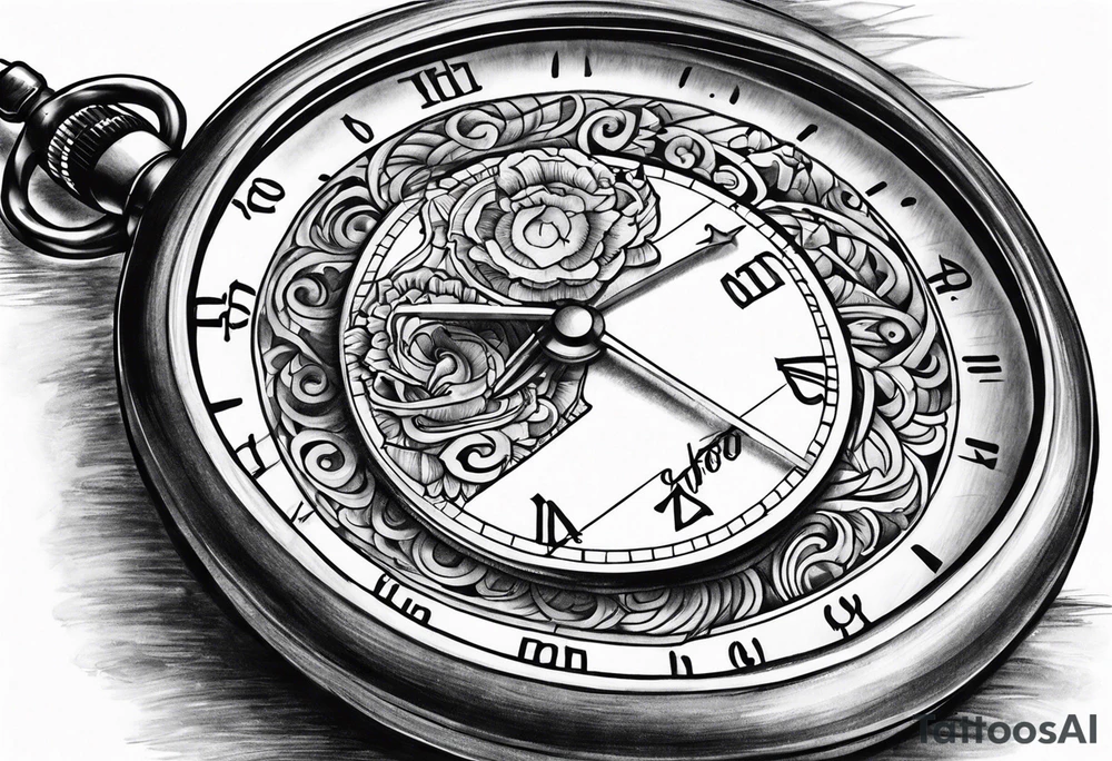 Stopwatch hanging on a sword tattoo idea