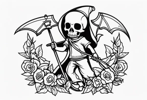 cute death with scythe and nightshade tattoo idea