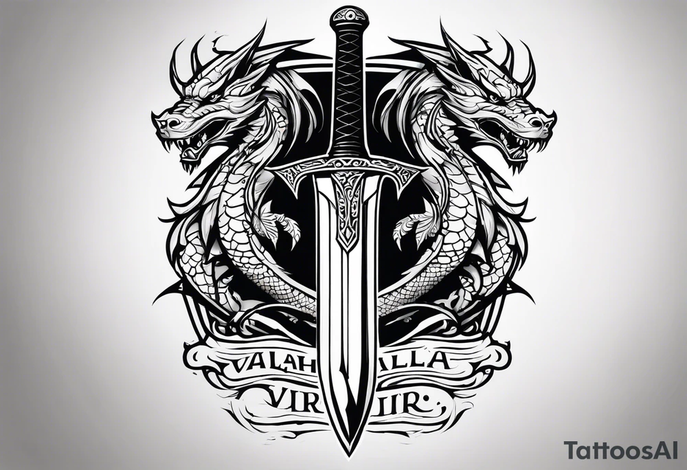 Valhalla  dragon sword tattoo idea