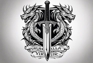 Valhalla  dragon sword tattoo idea