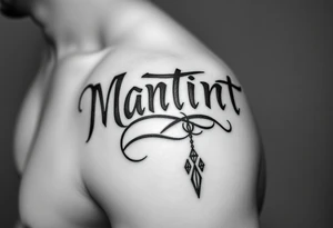 Martinez tribal lettering ,shoulder dropping down to arm tattoo idea