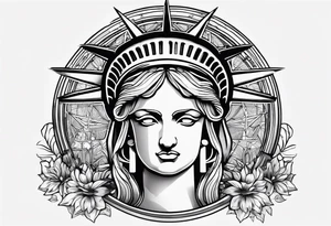 Statue of Liberty handcuffed in a wheel chair tattoo idea