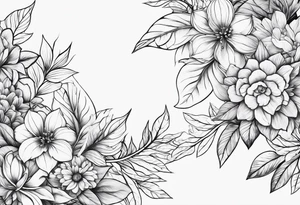 leaves and flowers geo tattoo idea