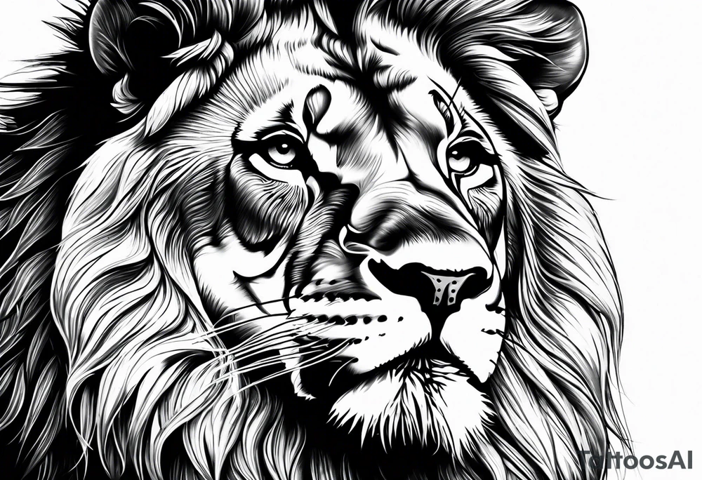 powerful majestic lion, close-up tattoo idea