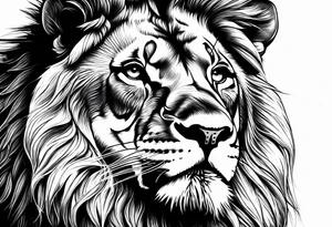 powerful majestic lion, close-up tattoo idea