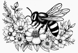Half sleeve with wildflowers and complimentary flowers with bees tattoo idea