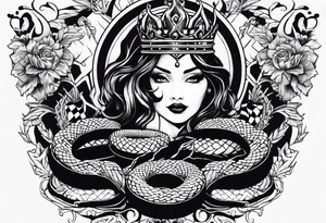 queens crown transforms into snakes tattoo idea