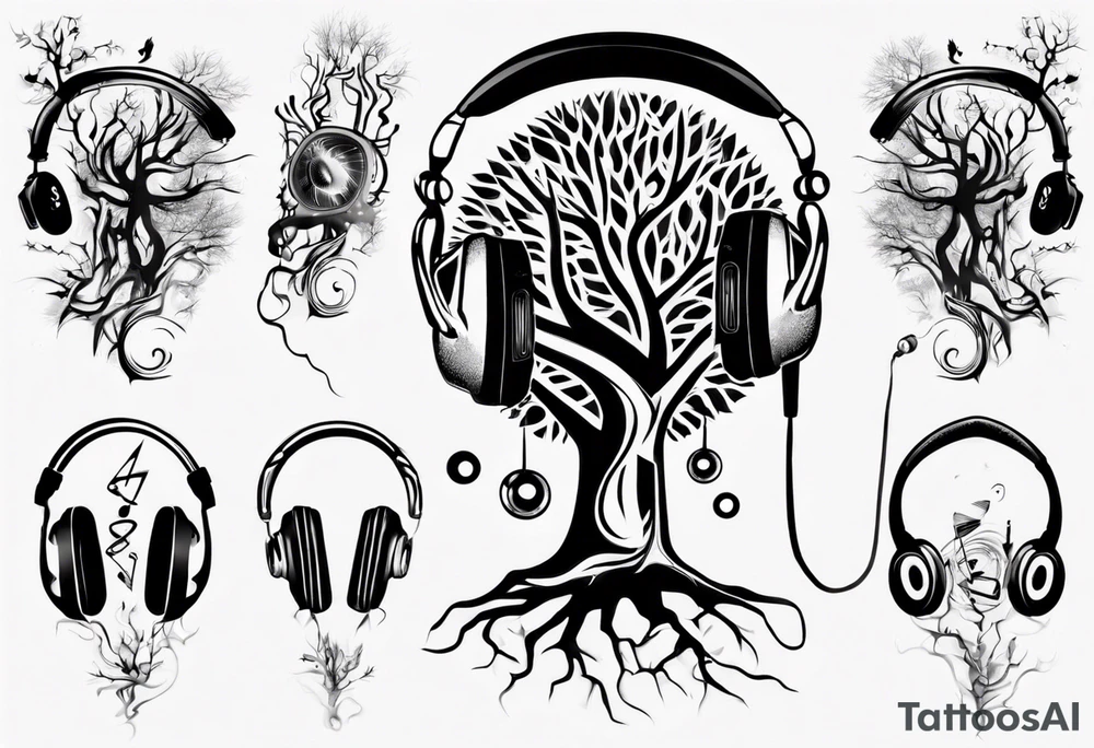 music speaker note tree headphones tattoo idea