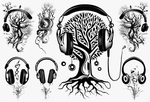 music speaker note tree headphones tattoo idea